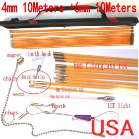 ISGM Fiberglass Rodder Cable cavity Rods Kit Fish Tape PUSH PULL DUCT SNAKE ROD Super Cable Rod