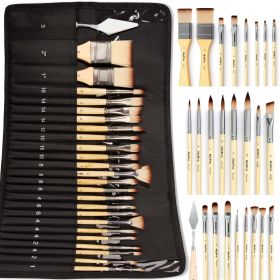 Nicpro 24 Pcs Paint Brushes Set, Paint Brushes for Acrylic Painting, Art Supplies for Watercolor & Gouache Kids Adults