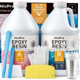 Nicpro 1 Gallon Crystal Clear Epoxy Resin Kit, High Gloss & Bubbles Free Resin Supplies for Art Coating and Casting, Craft DIY, Wood, Tabletop