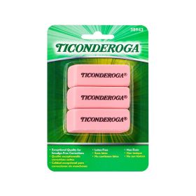Ticonderoga Wedge Erasers, Pink, 3 Count
