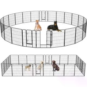 24 Panels 40 Inch Hight Indoor Outdoor Folding Metal Portable Puppy Exercise Pen Heavy Duty Dog Fence for Yard Camping,Black