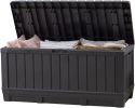 Throw Pillows Metal Box 92 Gallon Resin Deck Box-Organization and Storage for Patio Furniture Outdoor Cushions Organizers Desk