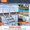 VEVOR Dock Ladder, Adjustable Height, 500 lbs Load Capacity, Aluminum Alloy Steps Pontoon Boat Ladder with Dual Handrails & Nonslip Rubber Mat