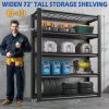 Garage Shelving, 72" Garage Storage Shelves Heavy Duty Shelving Units and Storage Loads 2000LBS,Adjustable 5 Tier Metal Shelving