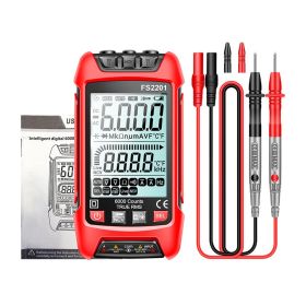 FS2201/2202 Tester Auto range Digital Multimeter 9999 Counts TRMS AC DC Voltmeter amp NCV Resistance Capacitance Temp Transistor (Color: FS2201)
