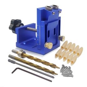 Pocket Hole Jig Kit Drill Guide Joint 1Woodworking Tools Accurate Angle Carpentry Locator Jig Woodwork Guides For Wood Splicing (Color: Blue)