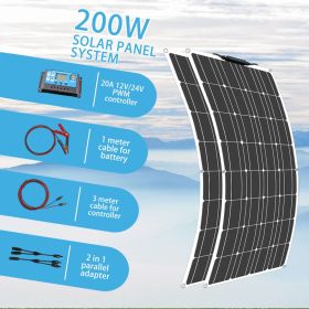 100 Watt Solar Panel 200w 300w 400w Flexible PET Photatic Monocrystalline Cell 12V 24V Battery Charger 1000w Home Solar Panel (Color: 200w solar system)