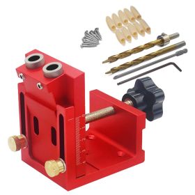 Pocket Hole Jig Kit Drill Guide Joint 1Woodworking Tools Accurate Angle Carpentry Locator Jig Woodwork Guides For Wood Splicing (Color: Red)