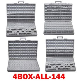 AideTek SMD storage SMT resistor capacitor Electronics Storage Cases & Organizers transparent toolbox storage box plastic BOXALL (Color: 4BOX-ALL-144)