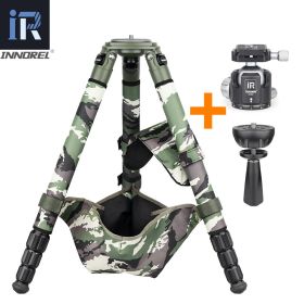 LT324CG Camouflage Carbon Fiber Tripod for Canon Nikon DSLR Camera Professional Birdwatching Heavy Duty Tripod Stand 30kg Load (Color: Add BL75N N44)