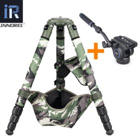 LT324CG Camouflage Carbon Fiber Tripod for Canon Nikon DSLR Camera Professional Birdwatching Heavy Duty Tripod Stand 30kg Load (Color: Add F60 fluid head)